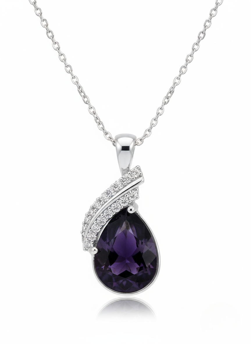 Regal Amethyst Tear Drop Pendant